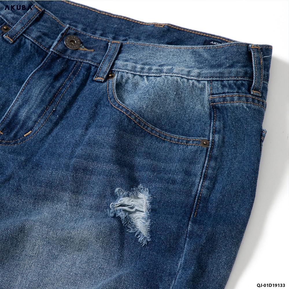 Quần Short Jean Nam Rách Thời Trang Cao Cấp AKUBA Form Skinny | 01D19133