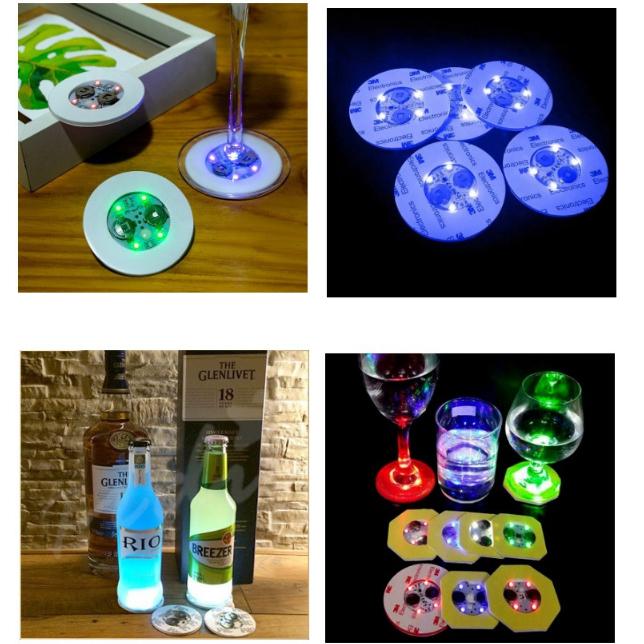 Bộ 5 đế Lót Ly đèn led phát sáng đẹp mắt Party Night Club (size 5cm) ️