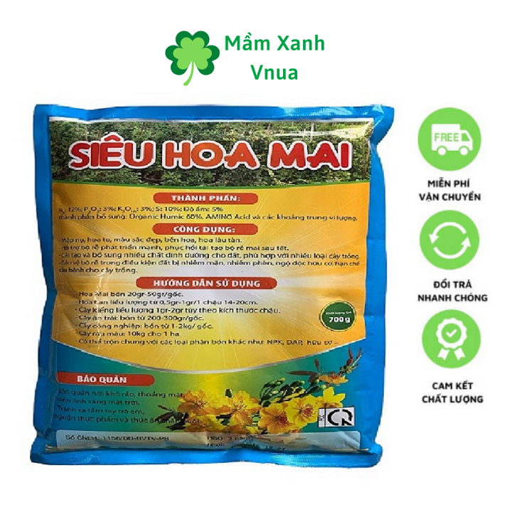 Phân Bón Chuyên Hoa Mai - Cây Khỏe, Trổ Điều, Nhiều Hoa - Gói 700 Gram