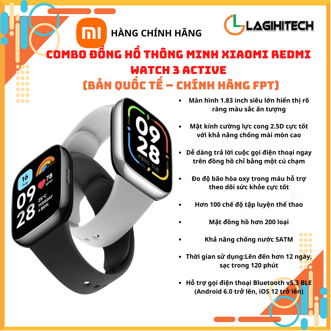 Đồng Hồ Thông Minh Xiaomi Redmi Watch 3 / Watch 3 Active - Hàng Chính Hãng FPT