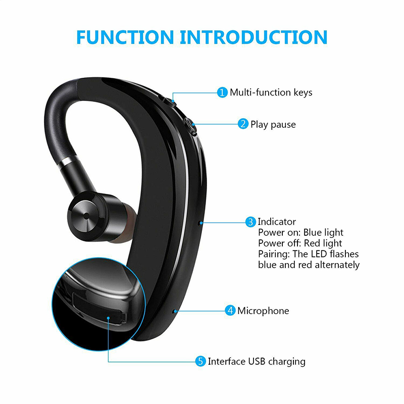 Tai Nghe Bluetooth Không Dây S109, Pin Trâu, Hỗ Trợ Kết Nối 2 Điện Thoại - Chơi Nhạc, Nghe Gọi Lên Đến 20h, BẢO HÀNH 1 ĐỔI 1