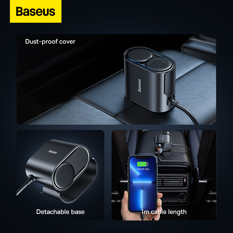 Tẩu Sạc Nhanh Ô Tô Baseus High Efficiency Pro 1-for-2 Car Cigarette Lighter 30W (Hàng chính hãng)