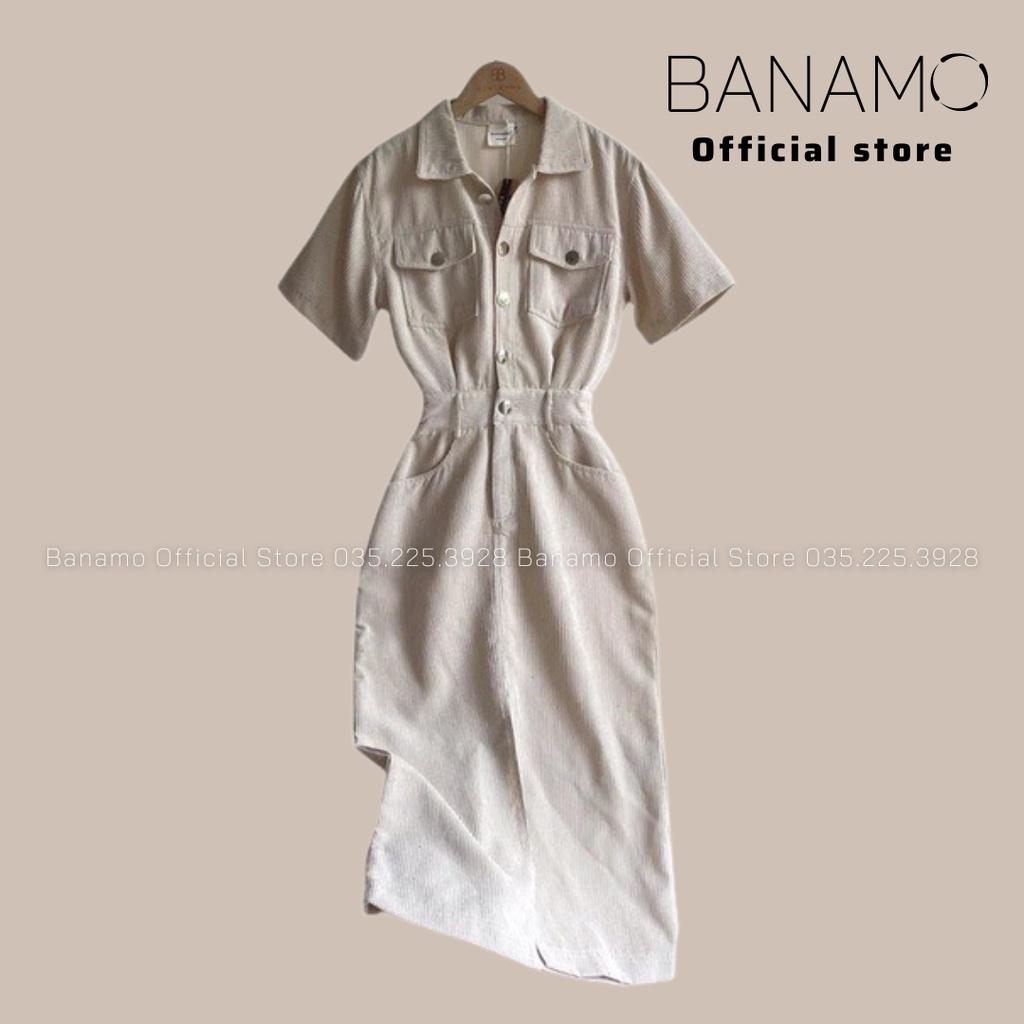 Đầm váy nữ tăm lỳ thiết kế dáng xẻ trước chun sau thời trang Banamo Fashion Váy tăm lỳ 552
