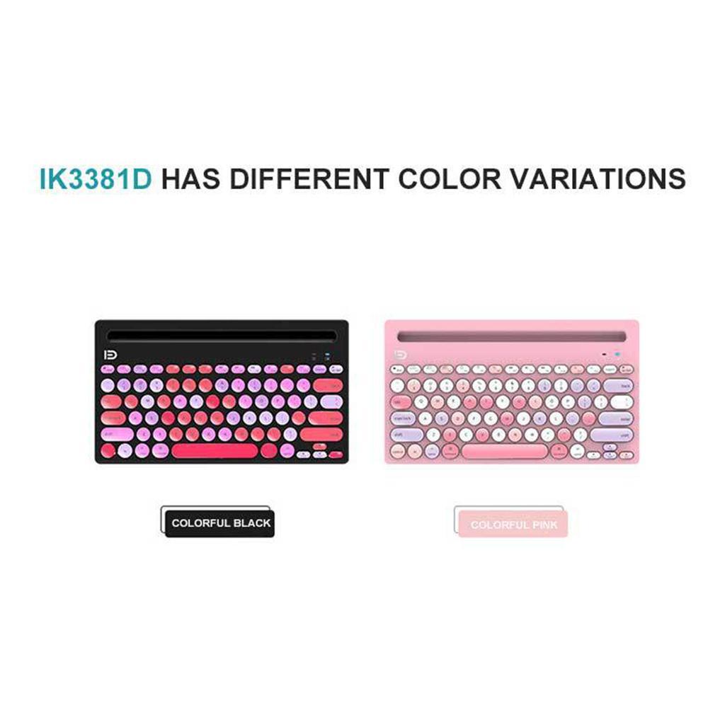 Ik3381D -thin 2.4G Wireless Bluetooth Keyboard w/Card Slots Pink