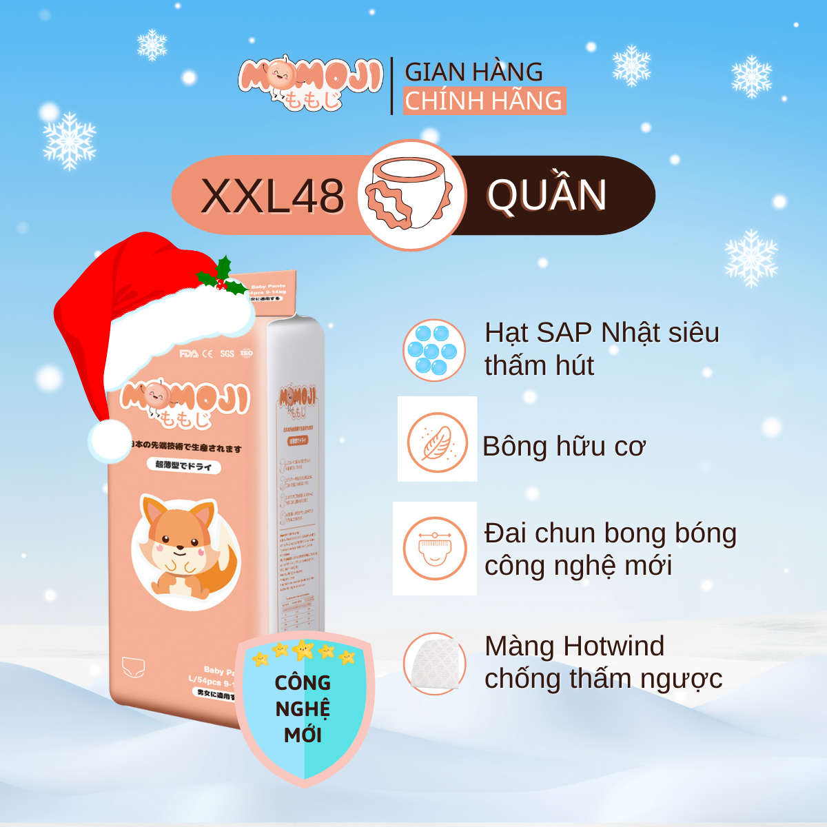 Tã Bỉm Quần Momoji Siêu thấm hút XXL48