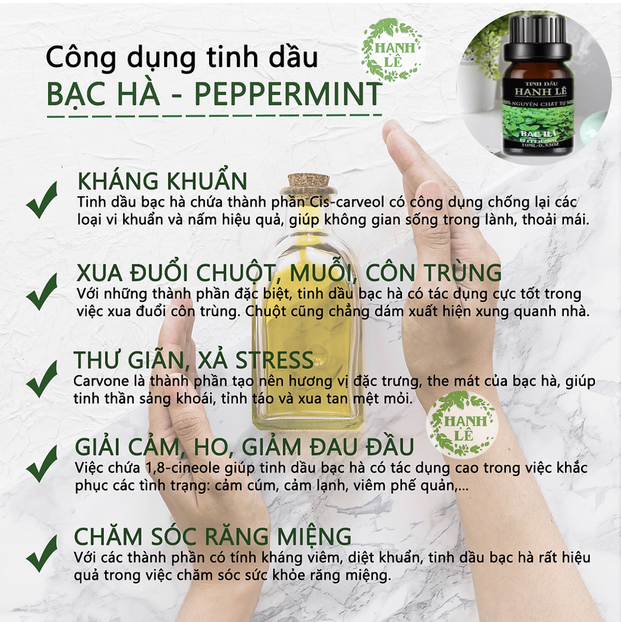 TINH DẦU BẠC HÀ HẠNH LÊ 100% NGUYÊN CHẤT TỪ THIÊN NHIÊN (10ML)