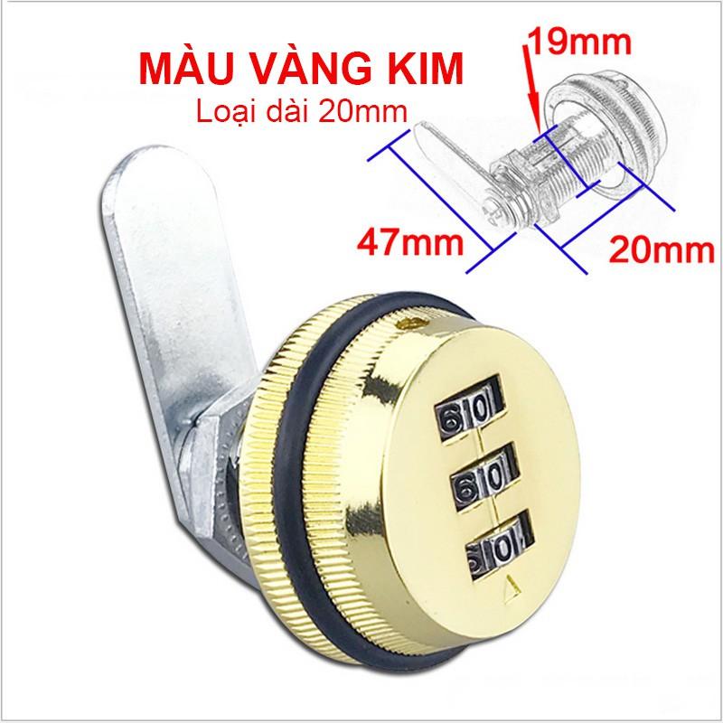 Khóa số KS9503 cho ngăn kéo bàn, tủ loại dài 30mm với 3 mã số có thể thay đổi được, bằng hợp kim