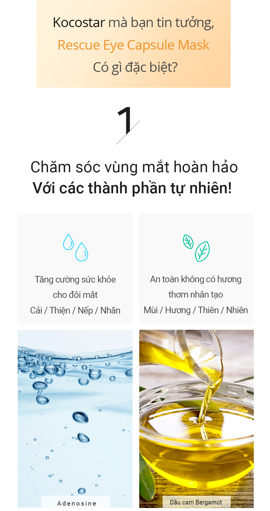 Tinh chất dưỡng &amp; chống nhăn cho mắt Kocostar Rescue Eye Capsule Mask