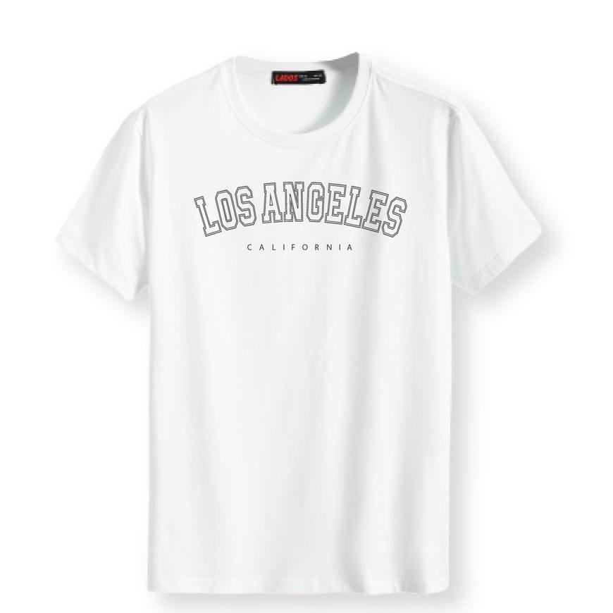 Áo thun nam tay ngắn họa tiết LOS ANGELES LADOS - 9081, vải cotton thoáng mát, form rộng, siêu đẹp