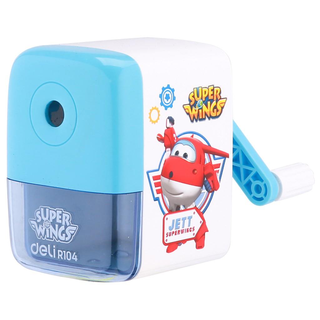 Gọt chì quay tay Deli - hình nhân vật Super Wings - Xanh/Hồng- ER10409