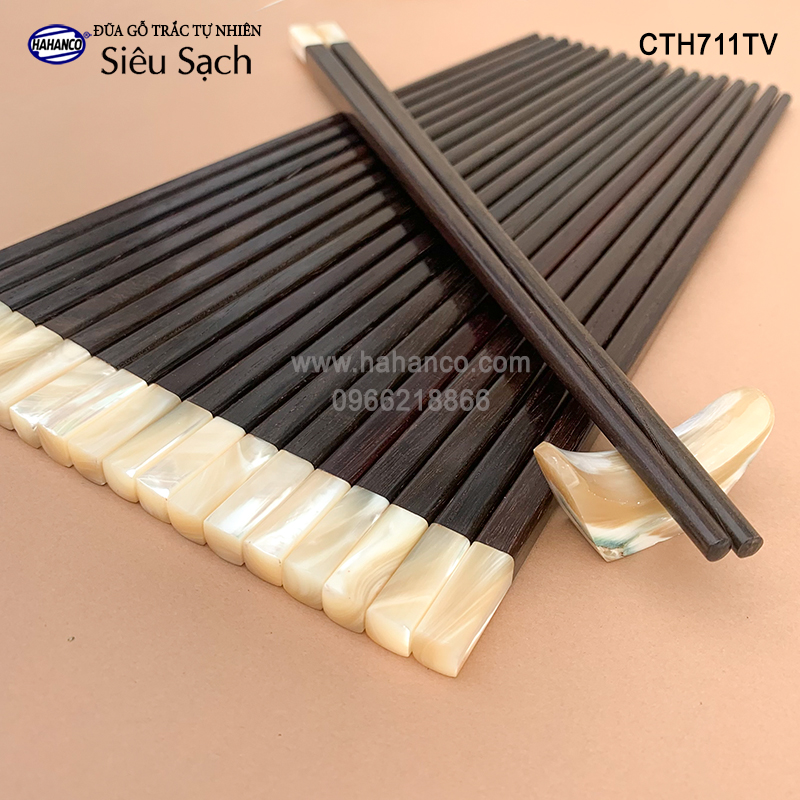 Đũa gỗ trắc vuông đầu ốc biển New Zealand Hàng VIP - đũa gỗ tự nhiên siêu sạch - an toàn cho sức khỏe - CTH711TV - Chopstick of HAHANCO