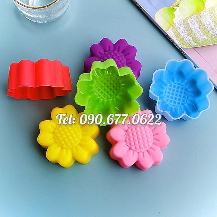 Bộ 10 khuôn silicon 3 lớp làm bánh, rau câu, bánh bông lan, bánh da lợn, bánh Cookie hoa hướng dương – Mã số 1163