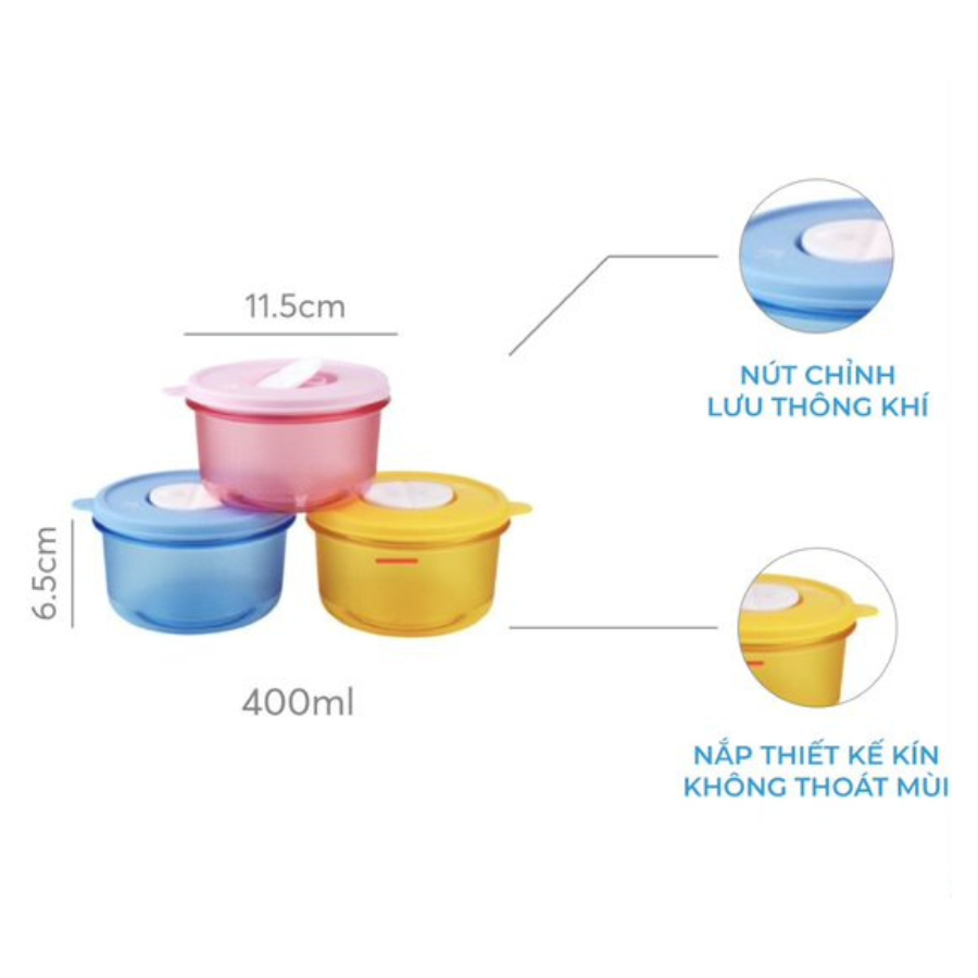Hộp Tupperware Dùng Trong Lò Vi Sóng Crystalwave Soup Bowl 400ml - Màu Ngẫu Nhiên