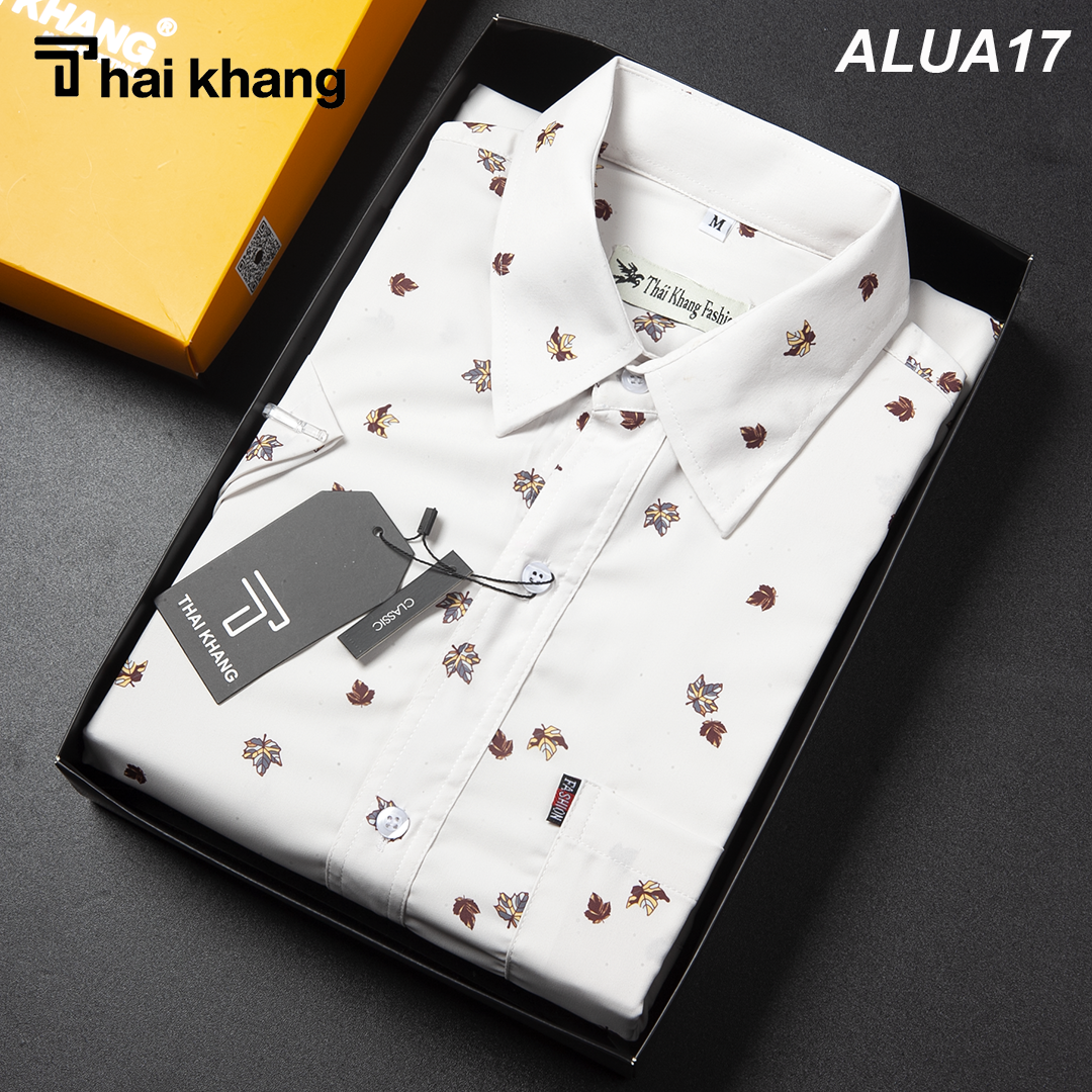 Áo sơ mi nam trung niên cao cấp THÁI KHANG vải lụa mango mềm mịn co giãn form rộng classic ALUA17