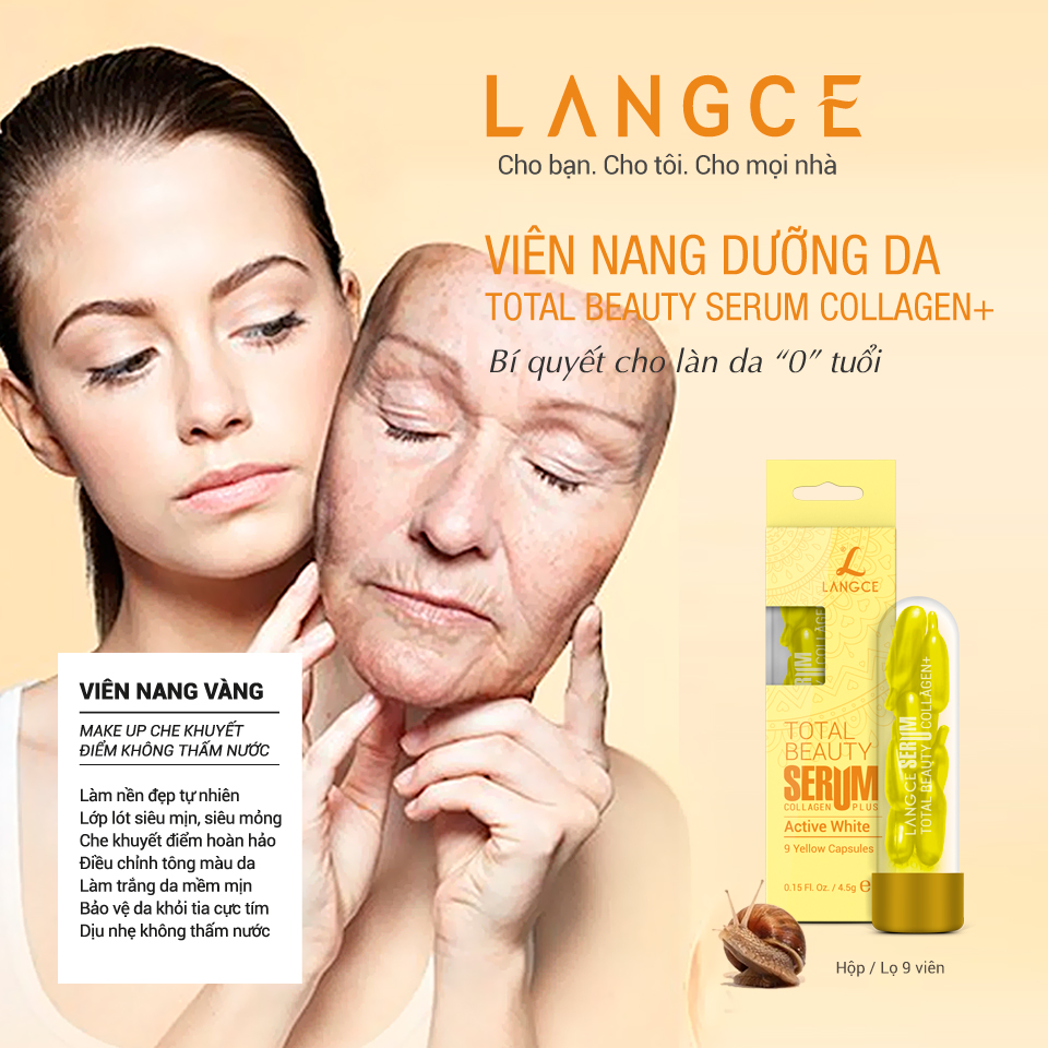 SERUM COLLAGEN+ ĐẸP DA VIÊN NANG VÀNG (9 VIÊN) LANGCE