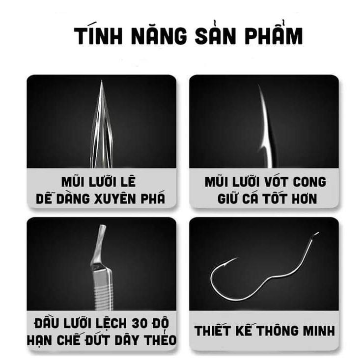 Lưỡi Câu Cá cao cấp Lật Tự Động giúp hiệu quả hơn , chất liệu Titan Manga cứng cáp