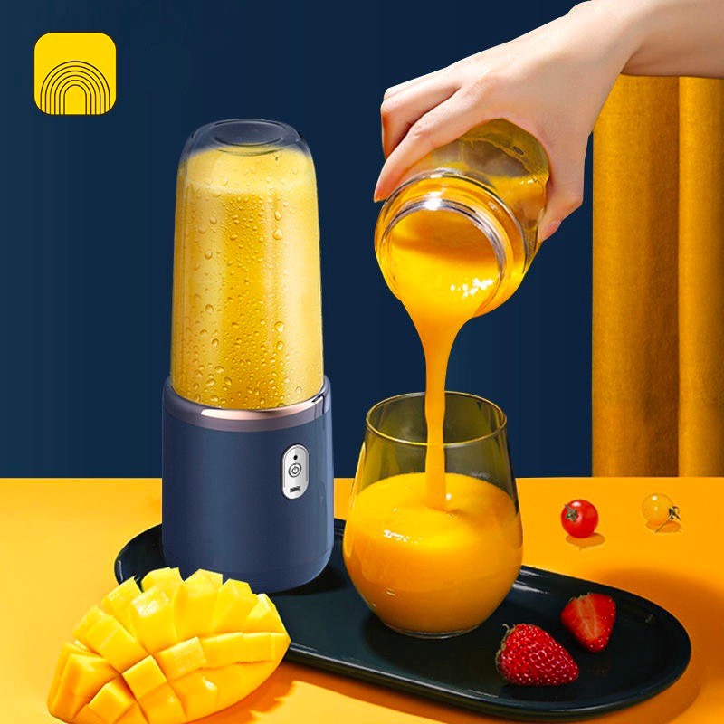 Máy Xay Sinh Tố Juicing Cup 300ML Cầm Tay 6 Lưỡi 2 Cối Sử Dụng Pin Sạc Cổng USB Siêu Tiện Lợi - Hàng nhập khẩu