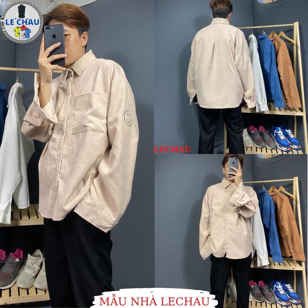 Áo khoác sơ mi nam nữ ulzzang streetstyle thêu icon siêu cute Jacket nhung unisex form rộng hottrend - Hồng &lt; 60kg