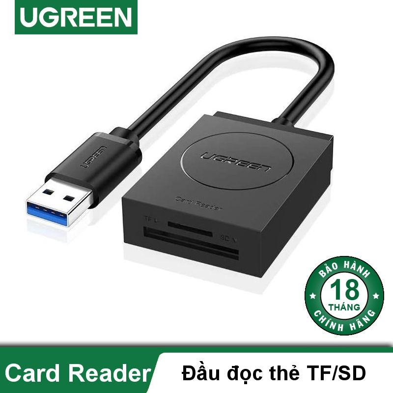 Đầu đọc thẻ USB 3.0 Card Reader Hỗ trợ thẻ TF và SD UGREEN 20250 - Hàng chính hãng