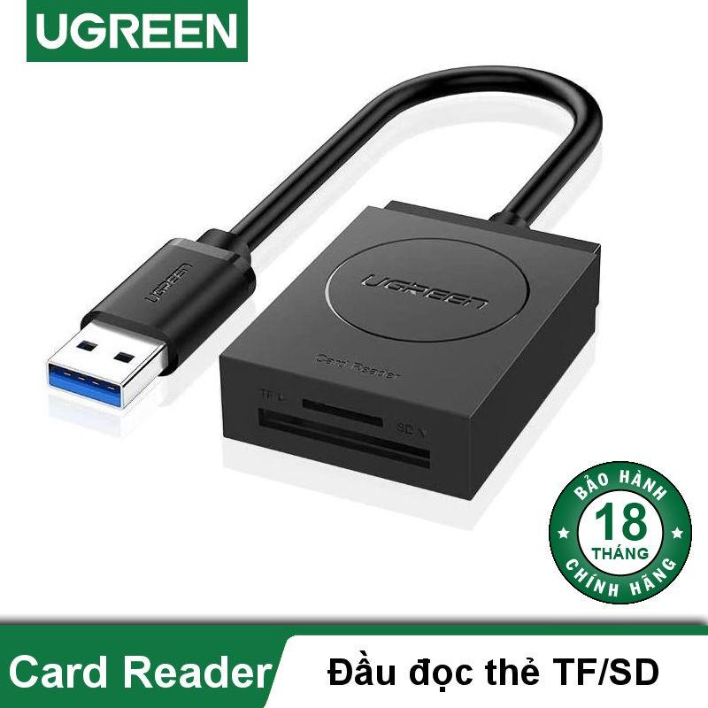 Đầu đọc thẻ USB 3.0 Card Reader Hỗ trợ thẻ TF và SD UGREEN 20250  - Hàng chính hãng