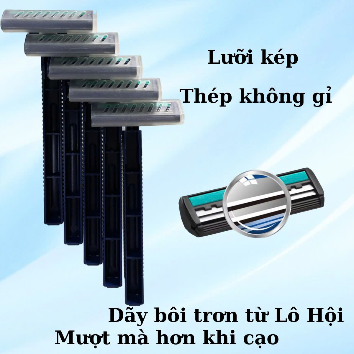 Dao Cạo Râu Avatar 2 Lưỡi Kép Thân Nhựa Dành Cho Nam Giới (Set 5 Cây)