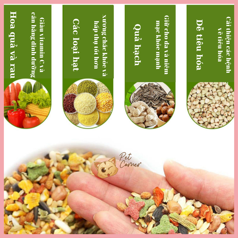 Thức ăn cho hamster cao cấp, hỗn hợp ngũ cốc, rau củ quả và hải sản
