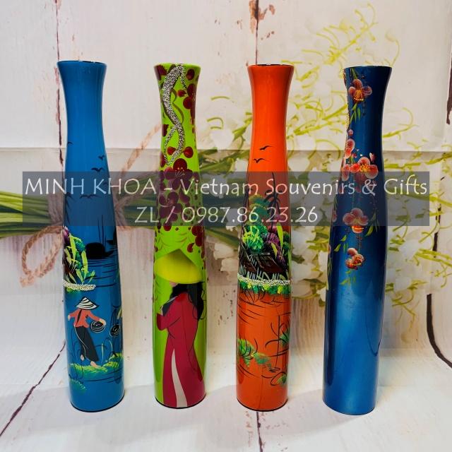 Lọ Hoa Chai Sơn Mài Hoa Đào 30 Cm - Vietnamese Lacquer Vase
