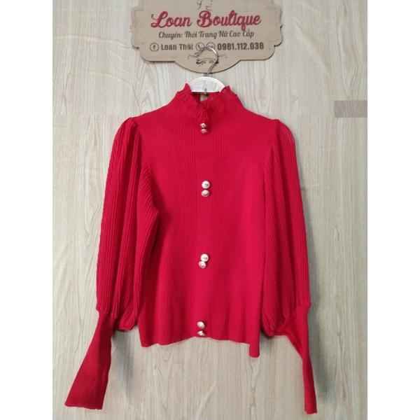 ÁO LEN NỮ CỔ LỌ TAY BỒNG chất liệu len tăm dày mịn phối vải von lụa dập li đẹp s252