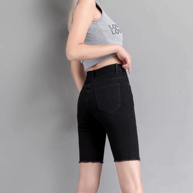 Quần Ngố Jean Bigsize, Quần Lửng Lưng Cao Trên Rốn, Co Giãn Mạnh