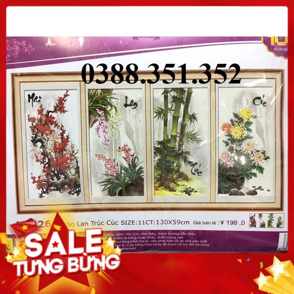 Tranh thêu chữ thập Đào Lan Trúc CúcLV3266130x59cm