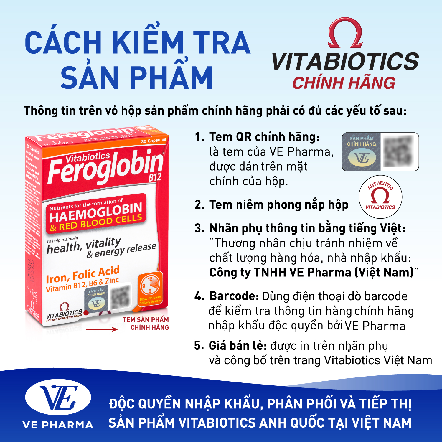 Combo 2 Hộp Viên Uống Bổ Máu Vitabiotics FEROGLOBIN B12 Cung Cấp Sắt Hỗ Trợ Tăng Khả Năng Tạo Máu Hộp 30 Viên