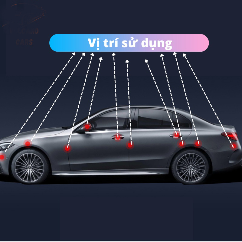 Bộ 10 Miếng Dán Silicon trong suốt Chống Xước Hõm Cửa, Tay Nắm Cửa và gương Có Logo Xe