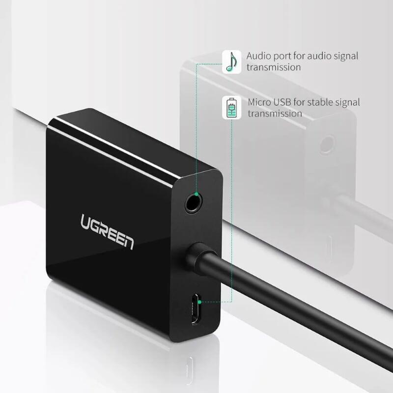 Ugreen UG2069420694TK 30CM bộ chuyển HDMI cái ra VGA đực + âm thanh jack 3.5mm - HÀNG CHÍNH HÃNG