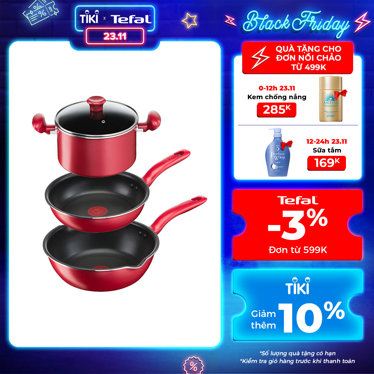 Bộ 3 nồi chảo chống dính đáy từ Tefal So Chef dùng cho mọi loại bếp (Nồi 22cm, chảo 21cm &amp; 24cm) Hàng chính hãng