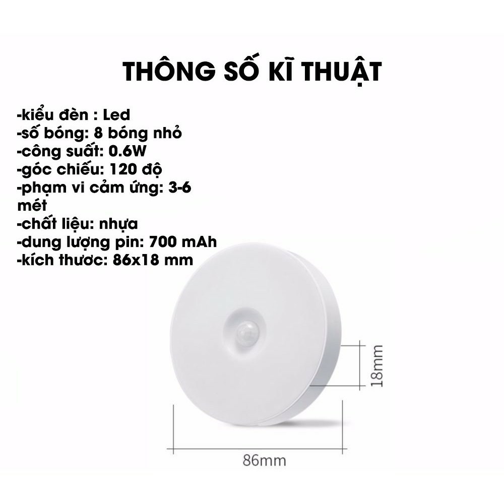 Đèn Led cảm biến chuyển động ban đêm cổng sạc USB dung lượng pin 700MHA