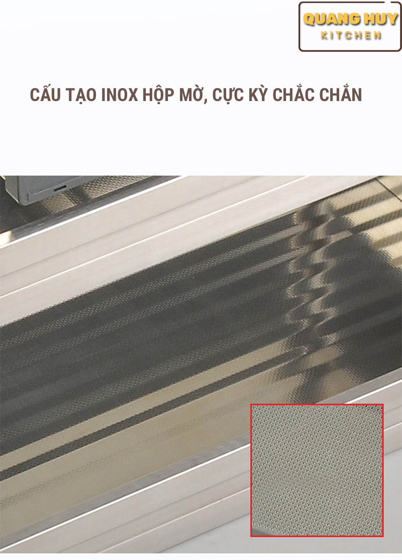 Giá gia vị tủ bếp dưới inox hộp hàng chính hãng Grob sang trọng hiện đại