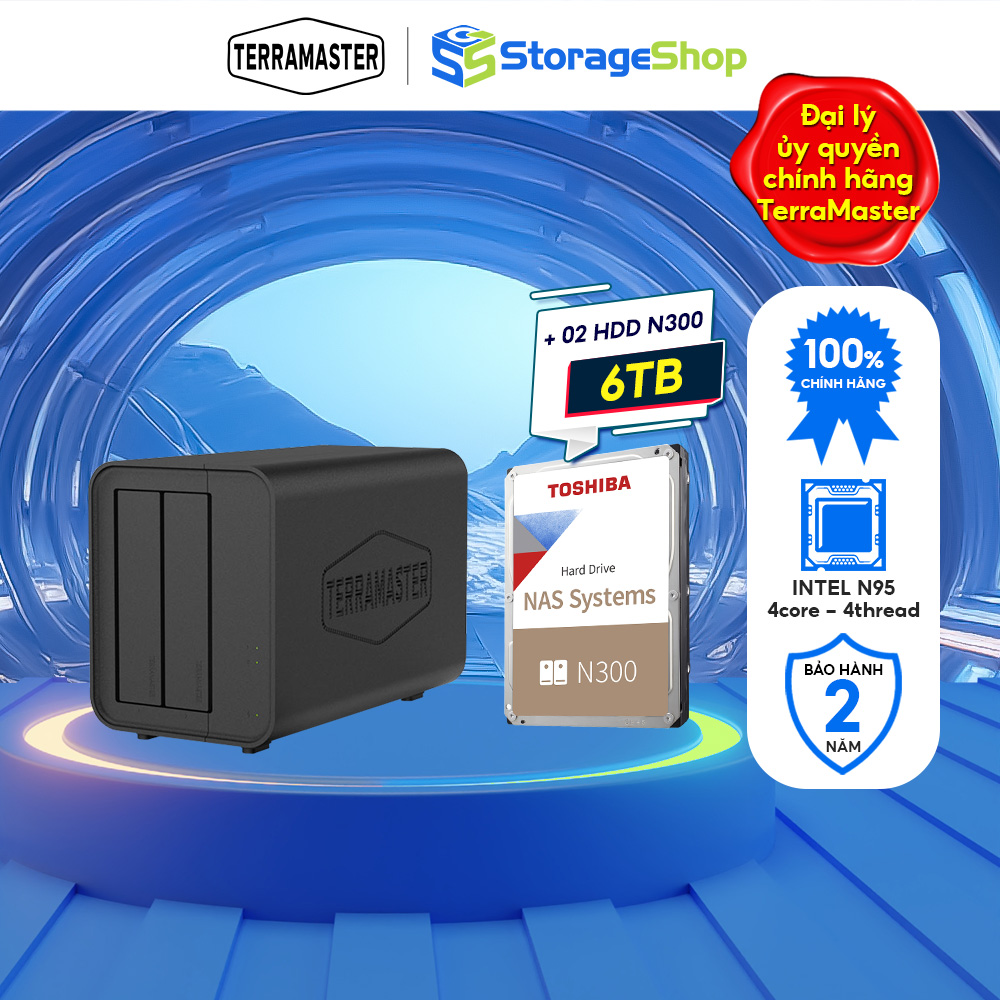 Bộ Ổ cứng mạng NAS TerraMaster F2-424+N300 Hàng chính hãng