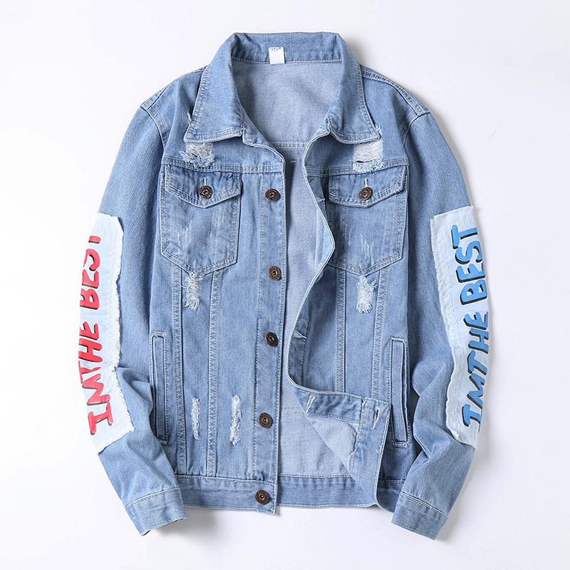 DeremonStyle - Áo khoác jean nam cao cấp Strange rách phối in cực mạnh mẽ nhé các chàng trai - Hot trend
