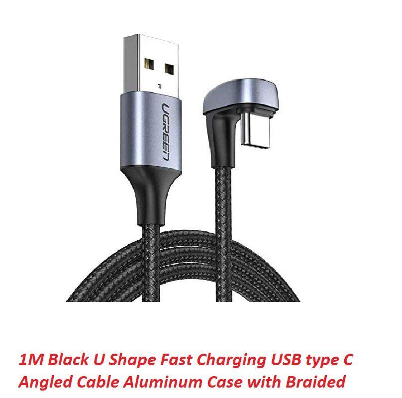 Ugreen UG70313US311TK 1M bẻ chữ U màu đen cáp USB type C sạc nhanh đầu bọc nhôm chống nhiễu - HÀNG CHÍNH HÃNG