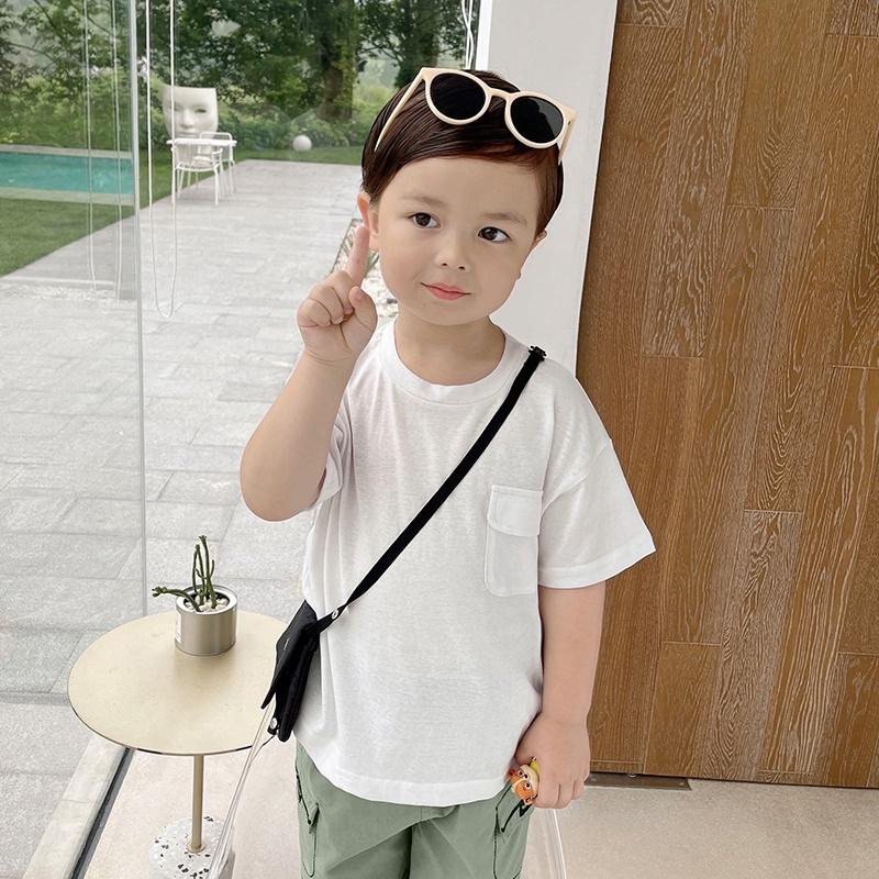 Áo thun bé trai bé gái ngắn tay cổ tròn cotton trơn co mềm mại thoáng mát Magickids Quần áo trẻ em đi học đi chơi