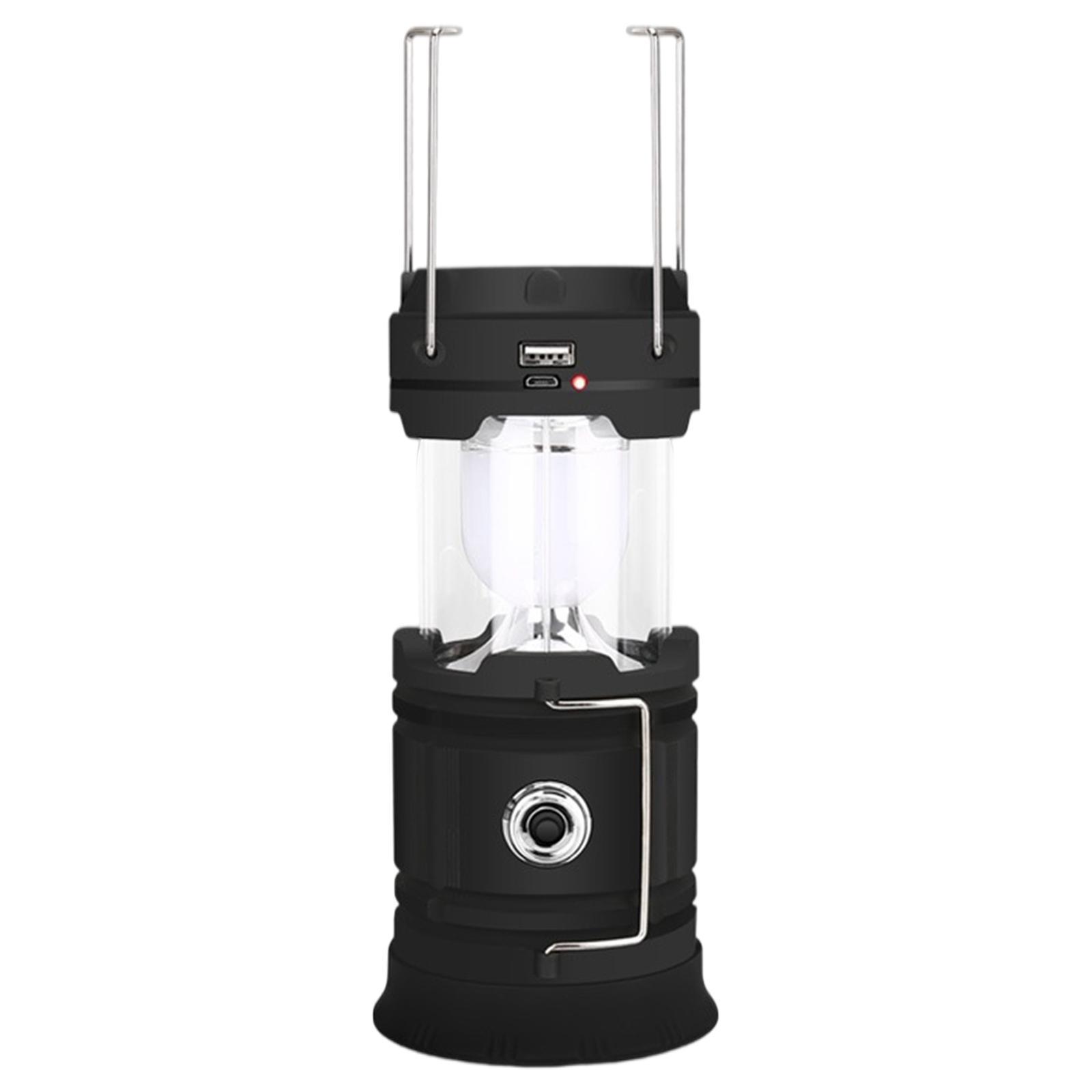 Vintage Solar Outdoor Camping Lantern Tent Light Patio Hanging Light Lamp Black