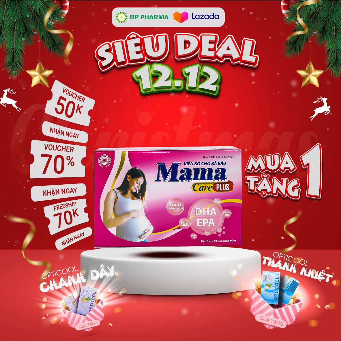 Viên Bổ Cho Bà Bầu MAMACARE PLUS Tăng Sức Đề Kháng, Bổ Sung DHA, EPA Và Khoáng Chất Trong và Sau Thai Kỳ - Hộp 30 Viên