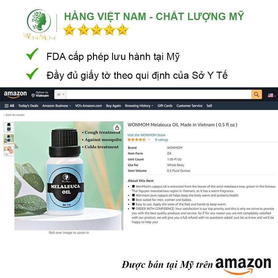 Bộ tắm gội thảo mộc và giữ ấm cho bé yêu Wonmom ( 1 Dầu tràm + 1 Sữa tắm gội thảo mộc cho bé )