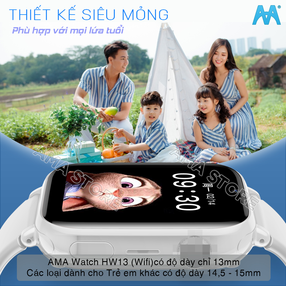 Đồng hồ Thông minh Trẻ em Tiểu học THCS THPT Smart Watch AMA HW13 mini Định vị Wifi lắp Sim 4G độc lập Chống nước Kích thước nhỏ gọn Hàng nhập khẩu