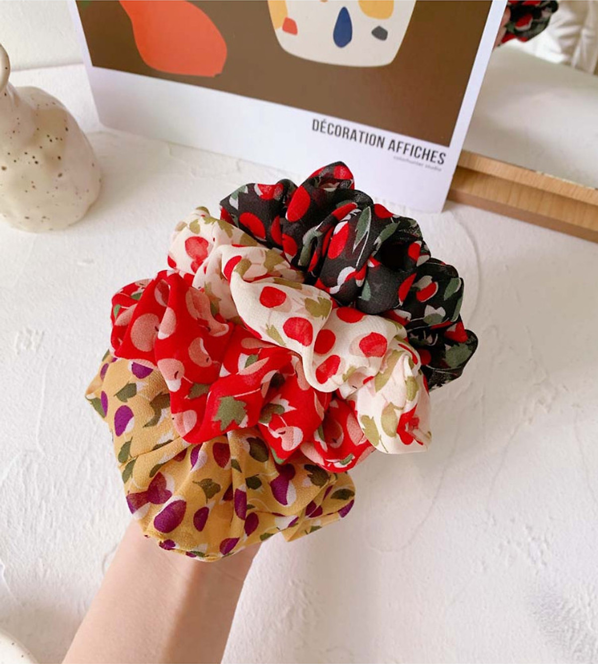 COMBO 3 DÂY CỘT TÓC SCRUNCHIES HÌNH QUẢ CHERRY MÁT MẺ  (Giao Hàng Màu Ngẫu Nhiên)