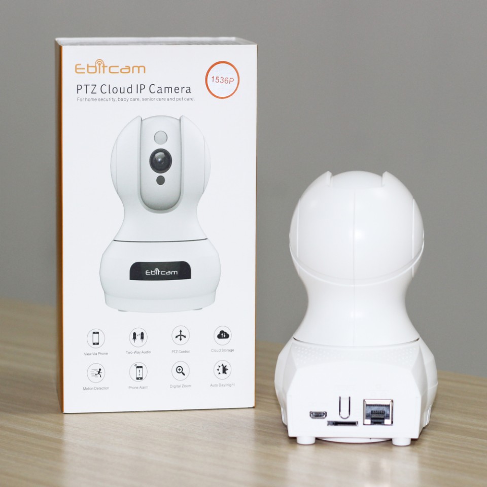 Camera IP Wifi Ebitcam E3 phân giải 3.0MP 1536P siêu nét hồng ngoại ban đêm - đàm thoại 2 chiều (Trắng) Hàng Chính Hãng