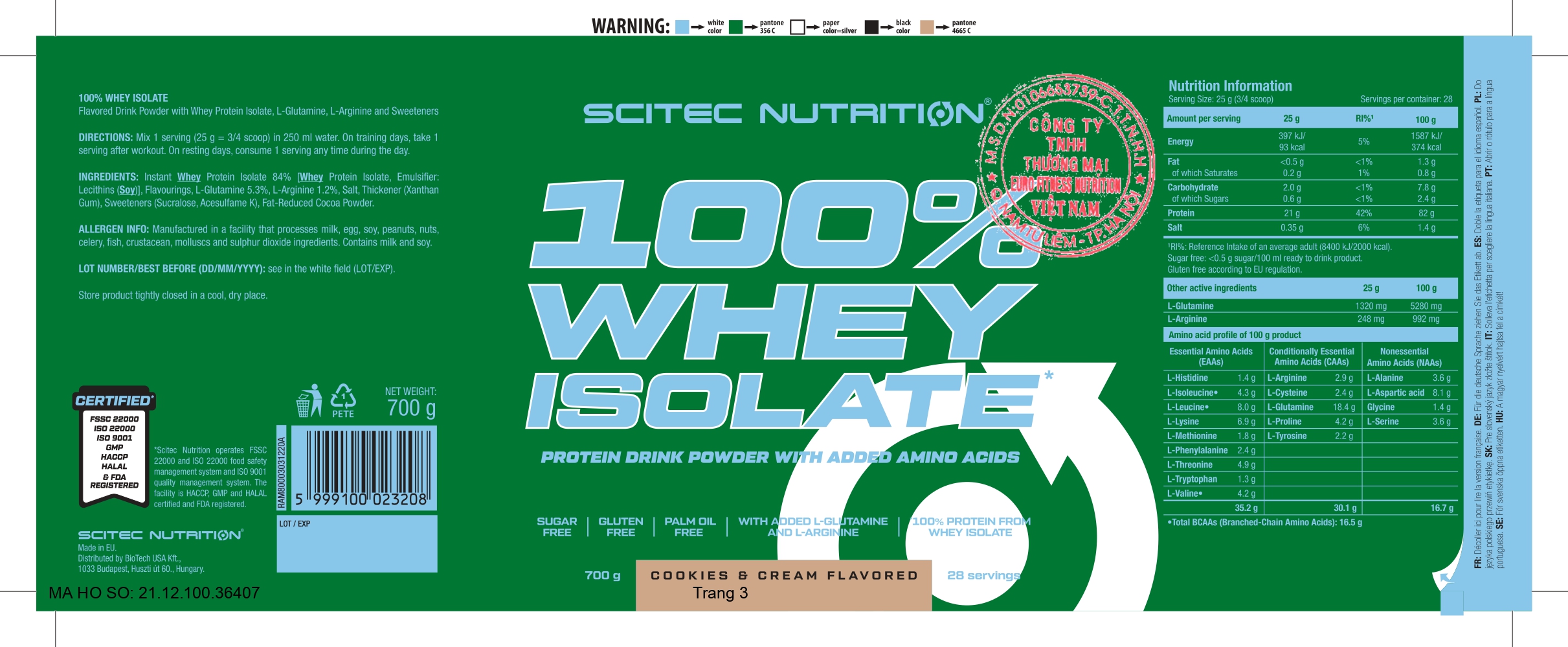 100% Whey Protein Isolate 700g Chocolate