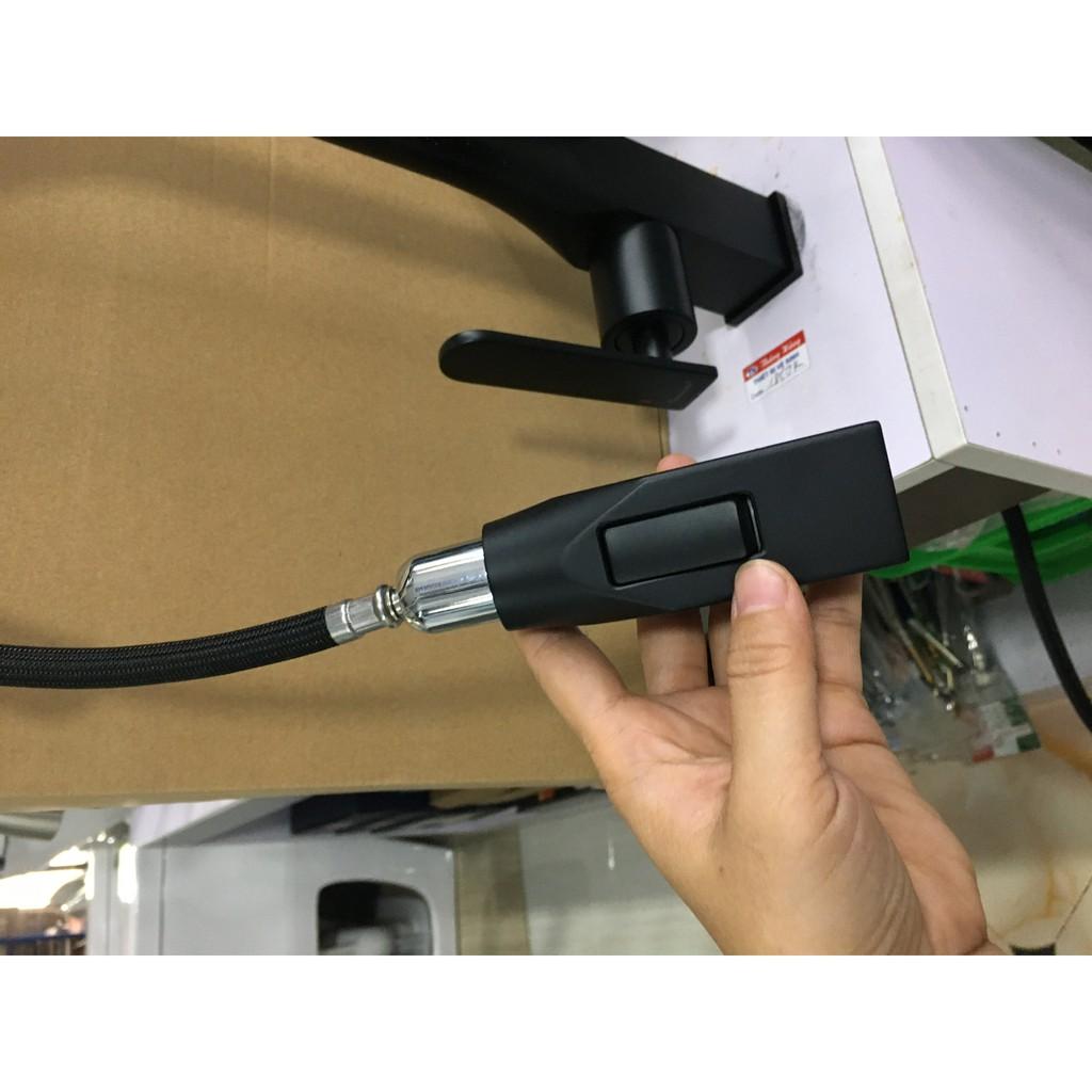 Vòi rút chậu rửa bát nóng lạnh nano đen