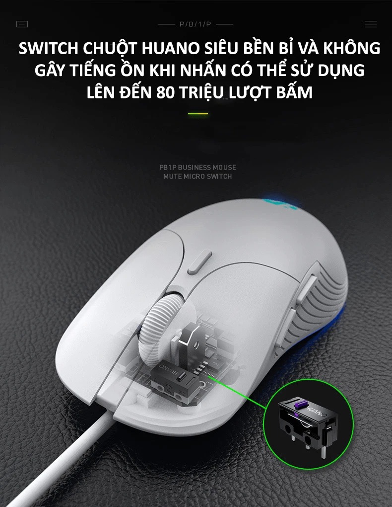 Chuột có dây INPHIC PB1P 6 nút với độ DPI lên đến 4800 phù hợp cho game thủ, văn phòng, photoshop - HÀNG CHÍNH HÃNG