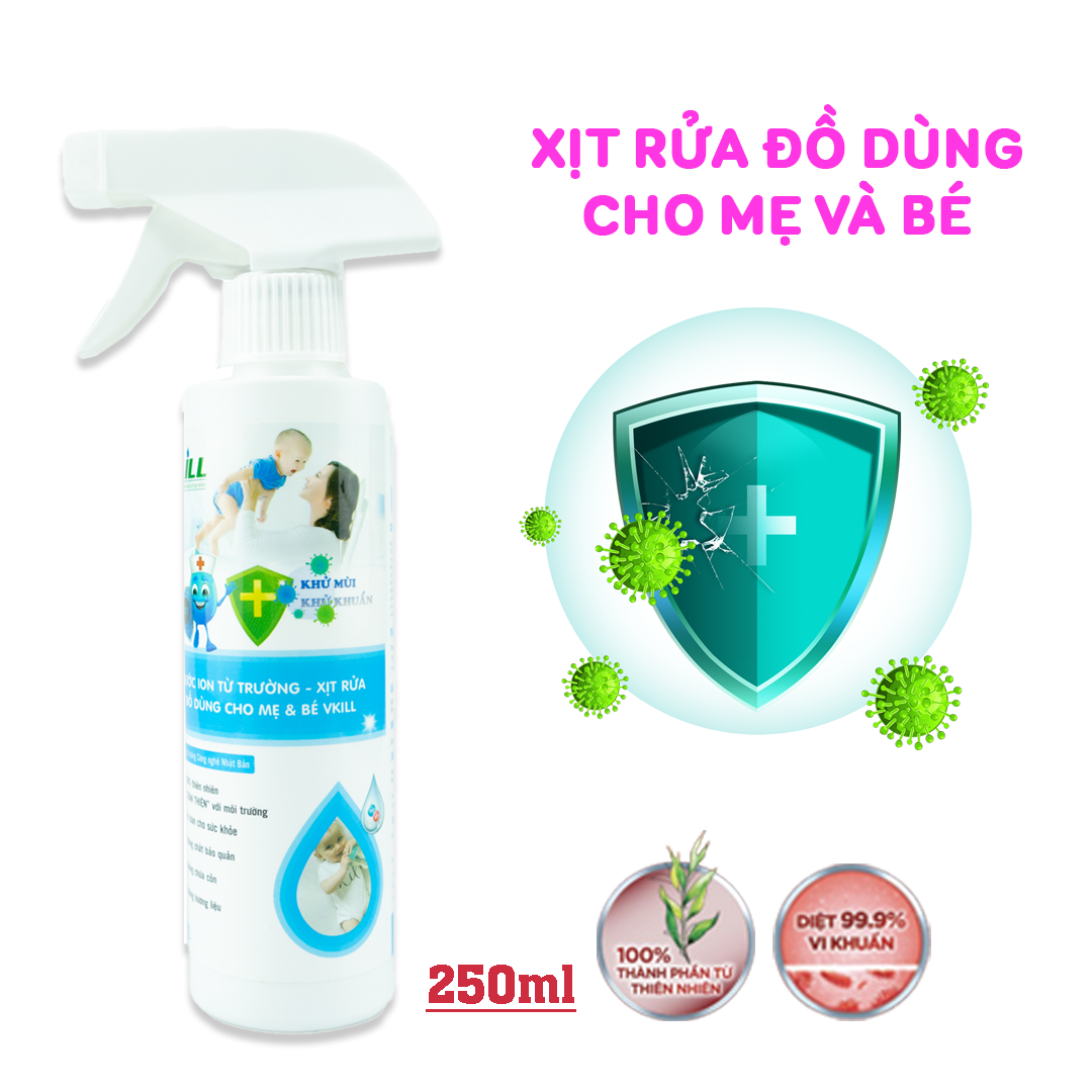 Nước xịt rửa đồ dùng cho mẹ và bé KRILL 250ml khử khuẩn, làm sạch nhanh chóng, an toàn tuyệt đối